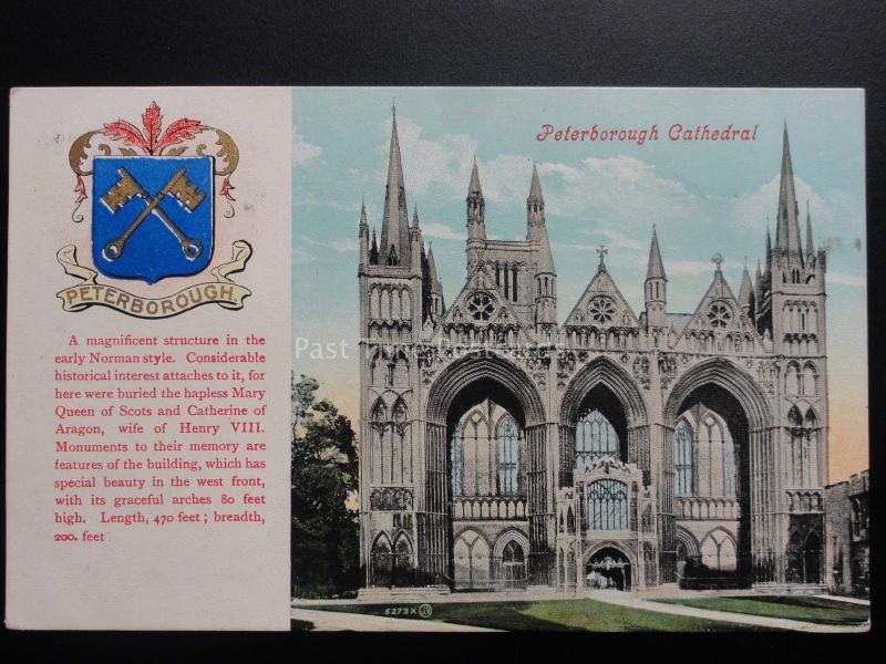 Peterborough Cathedral Heraldic Coat Arms c1906 Postmark MALMESBURY DUPLEX (192)