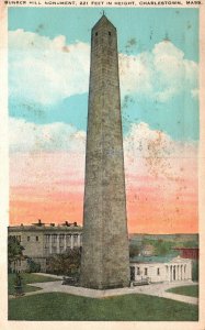 Vintage Postcard 1927 Bunker Hill Monument Charleston Massachusetts MA