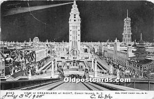 View of Dreamland at Night Coney Island, NY, USA Amusement Park 1905 
