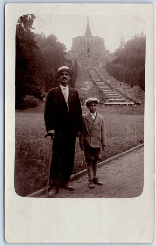 c1910s Kassel, Germany RPPC Man Hercules Monument Wilhelmshöhe Park Photo A149