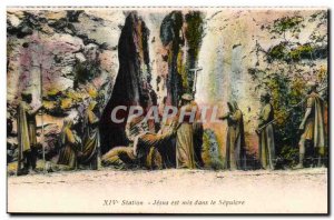 Religion - Jesus XIV station is put into the Sepulcher - Old Postcard