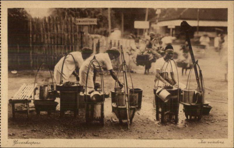 Batavia Java Indonesia Ice Vendors c1910 Postcard