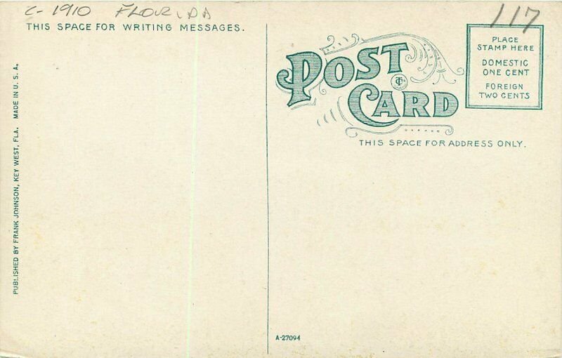 Barracks C-1910 Key West Florida Parade Grounds Postcard Johnson 20-8033