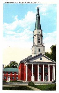 Postcard CHURCH SCENE Springfield Vermont VT AP8943