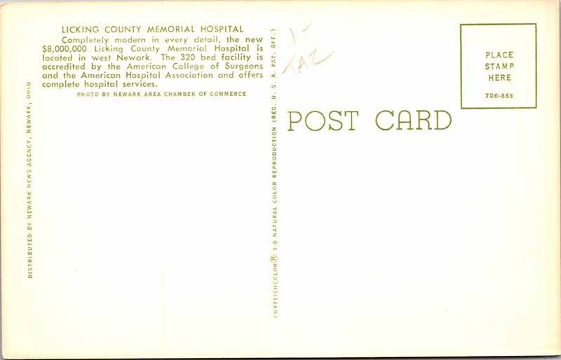 Postcard HOSPITAL SCENE Newark Ohio OH AO6153