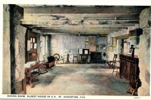 Dining Room in the Oldest House in US St Augustine Florida Postcard