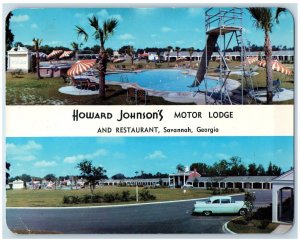 Savannah Georgia GA Postcard Oversized Howard Johnson's Motor Lodge c1960's Cars