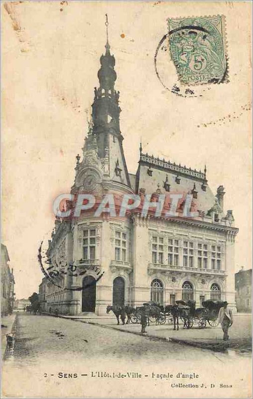 Old Postcard The Sense of City Hall Facade angle