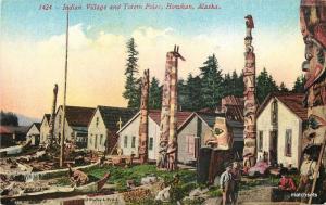 C-1910 Indian Village Totem Poles Howkan Alaska Mitchell postcard 11464