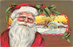 G3/ Santa Claus Christmas Postcard c1910 Snow Cottage Holly 7