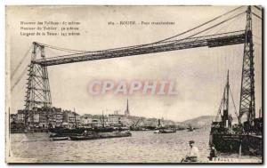 Old Postcard Rouen Transporter Bridge Boat
