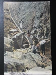 c1905 RP - The Devil's Hole, Jersey - showings steps down to rocky shore