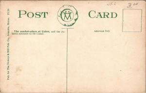 Colon PanamaMarket PlaceAtlantic Entrance to CanalFish Boatsc1914 Postcard