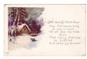 All That Holds Dear, Winter Scene, 1924 Christmas Postcard, Rare Slogan Cancel