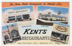 Kents Restaurants Atlantic City New Jersey 1959 postcard