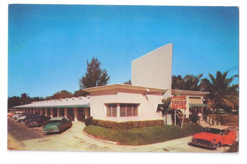 Towne Motel FL Vintage Chrome Postcard 1950's Cars