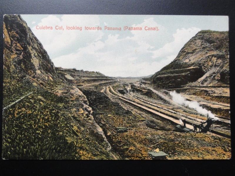 Digging the PANAMA CANAL, Culebra Cut Looking towards Panama Old Postcard