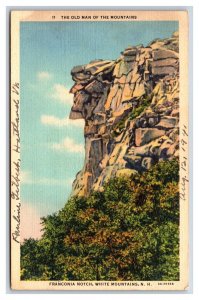 Old Man of the Mountain Franconia Notch NH New Hampshire Linen Postcard K17