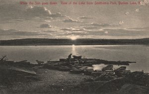 Vintage Postcard 1914 When The Sun Goes Down Smithen's Park Yankee Lake New York