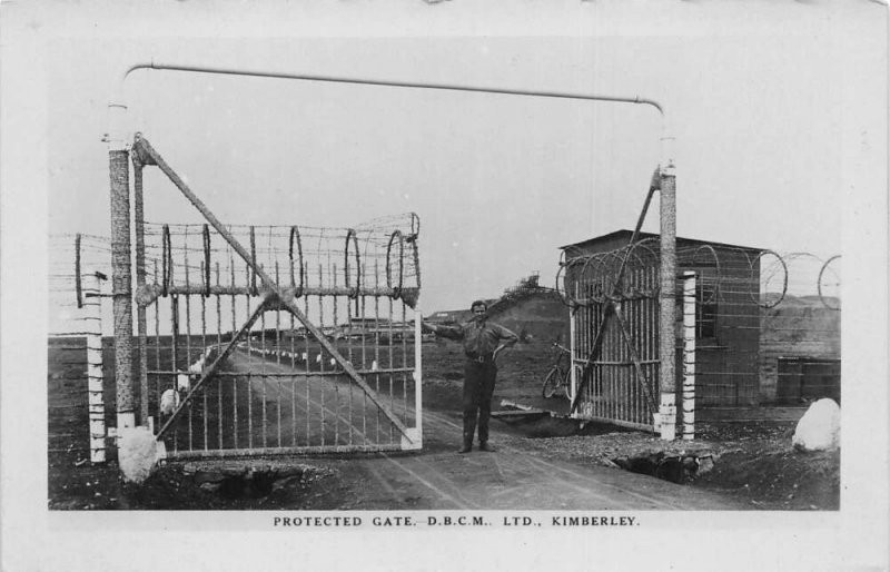 Kimberley South Africa De Beers Mining Protected Gate Real Photo PC AA68731