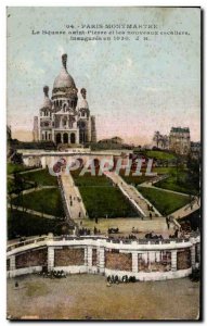 Old Postcard Paris Montmartre's Square Saint Peter and the new Sacred Heart