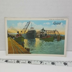 Cleveland Ohio Cuyahoga River Vintage Postcard