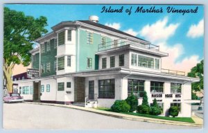 MARTHA'S VINEYARD MANSION HOUSE HOTEL VILLA MOTEL VIKING HEALTH CLUB POSTCARD