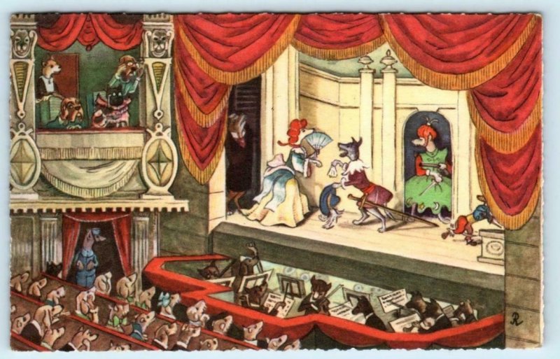 Anthropomorphic DRESSED DOGS Opera House Theatre 1969 ~ Schurmann Postcard