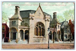 1908 Plymouth Congregational Church Michigan Avenue Chicago Illinois IL Postcard