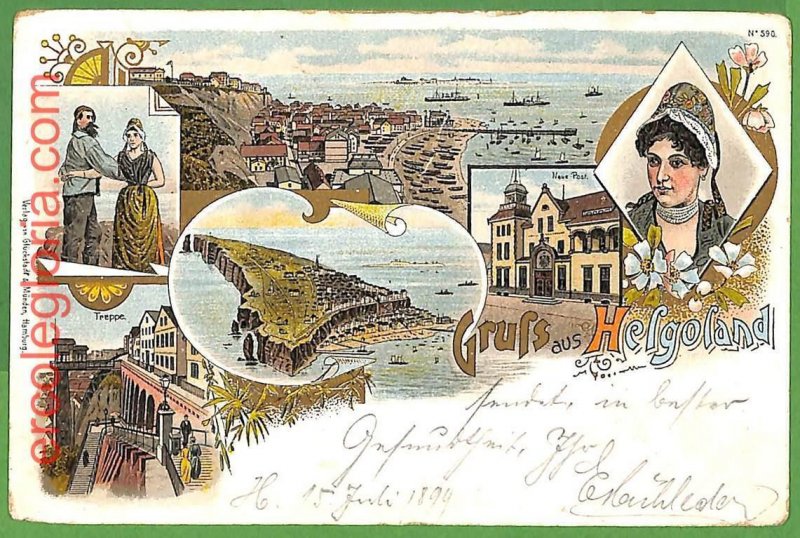 ah1256 - GERMANY - VINTAGE POSTCARD Postcards - Greeting from Helgoland-