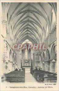 Old Postcard Langrune sur Mer Calvados Interior of the Church