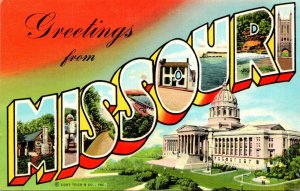 Missouri Greetings From Large Letter Linen Curteich