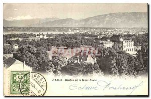 Old Postcard Geneva and Mont Blanc