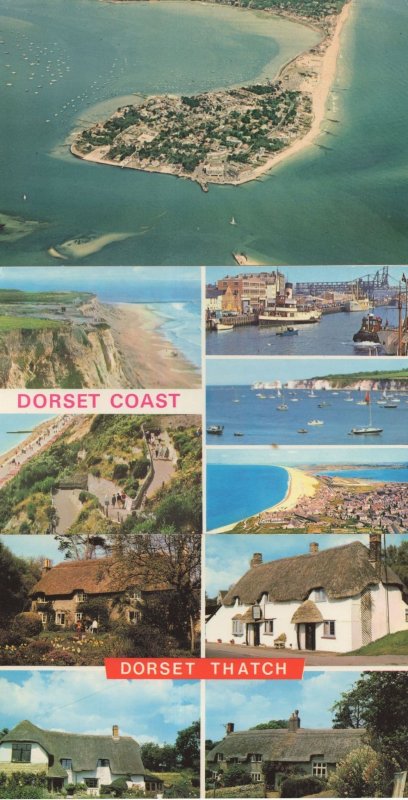 Sandbanks Dorset Aerial Thatch Coast Boats 3x 1970s Postcard s