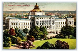 Vintage 1909 Postcard Panoramic View of the Library of Congress Washington DC