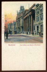 h1920 - MONTREAL Quebec Postcard 1900s Post Office Bank Tram