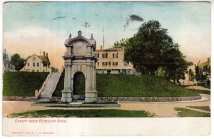 Canopy Over Plymouth Rock, Massachusetts, Used 1908 Flag Cancel