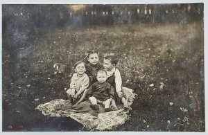 RPPC Children A Hand Full Tapestry Blanket Kitten Postcard U8