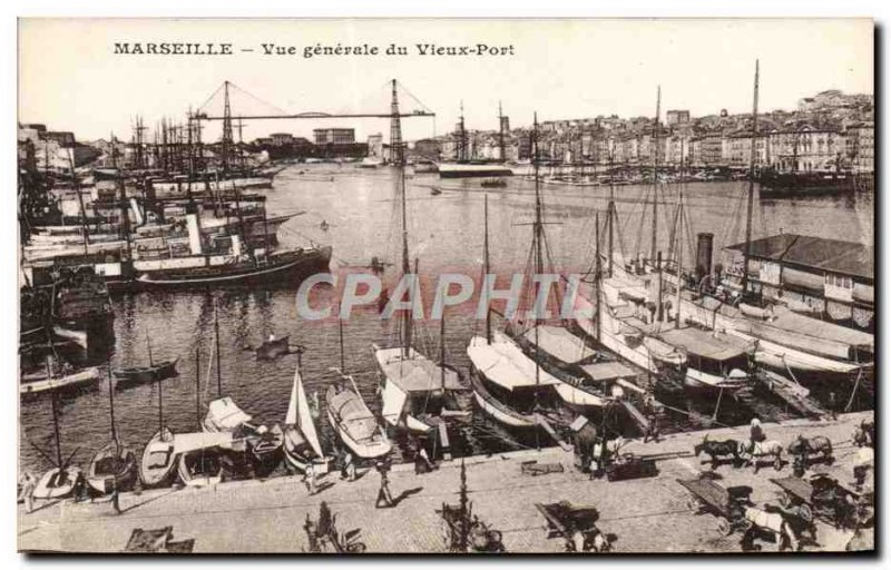 Old Postcard Marseille Vue Generale Du Vieux Port Boat