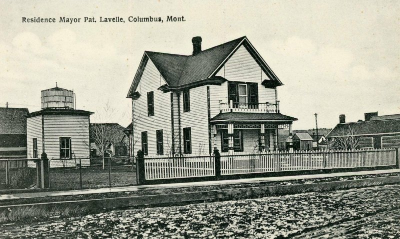 Postcard Columbus Montana Residence Mayor Pat. Lavelle street scene