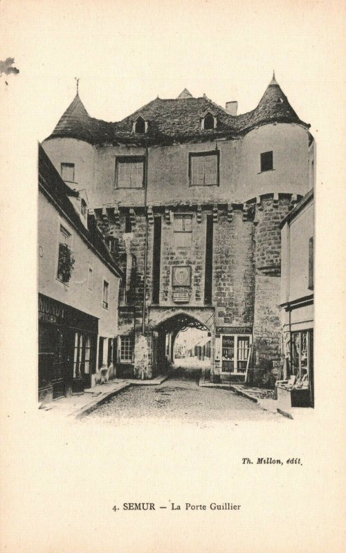 Vintage Postcard 1910's Semur La Porte Guillier Home and Road Scene 