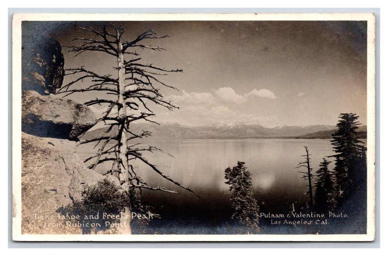 RPPC Freels Peak From Rubicon Point Lake Tahoe CA Putnam & Valentine Postcard V7