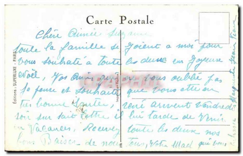 Fancy Old Postcard Merry Christmas Snow