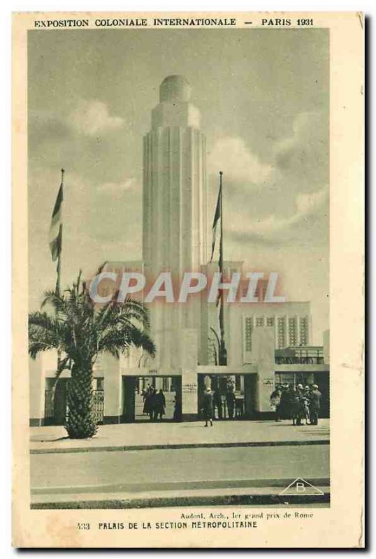 Old Postcard International Colonial Exposition Paris 1931 Palace of the metro...