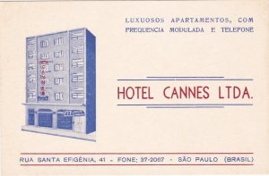 Brasil Sao Paulo Hotel Cannes Vintage Luggage Label sk3210