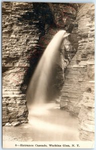 c1910s Watkins Glen, NY Long Exposure RPPC Entrance Cascade Photo Postcard A99