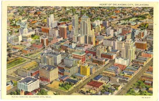 Air View of Downtown Oklahoma City, OK, 1942 Linen