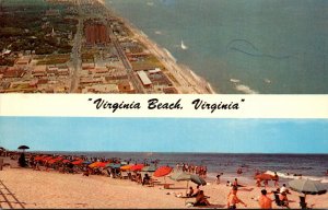 Virginia Virginia Beach Aerial View and Sunbathers Along The Beach 1970