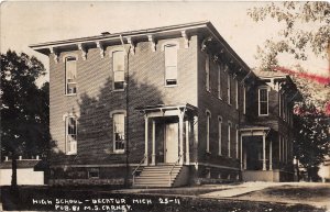 J37/ Decatur Michigan RPPC Postcard c1910 High School Building 290