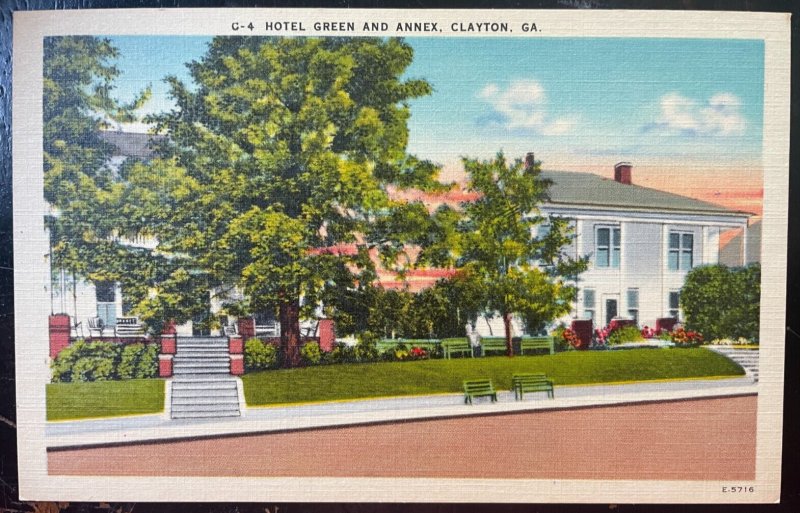 Vintage Postcard 1930-1945 Hotel Green & Annex, Clayton, Georgia (GA)